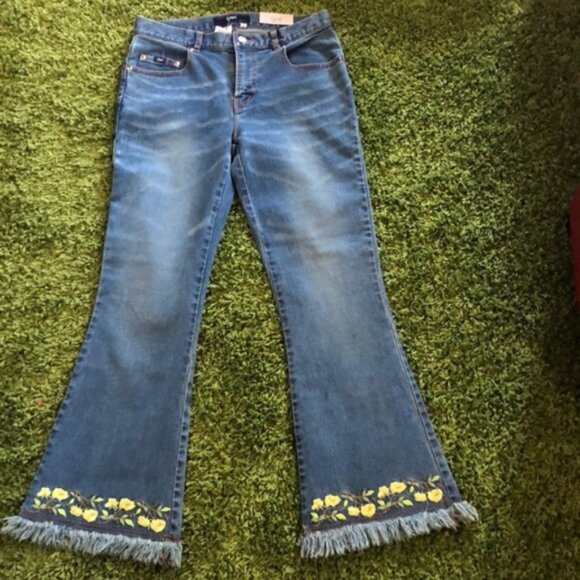Vintage Yagi Jeans.Size 9.Flared bottoms with fringe. Made in Russia.New. Tags! - Picture 1 of 6